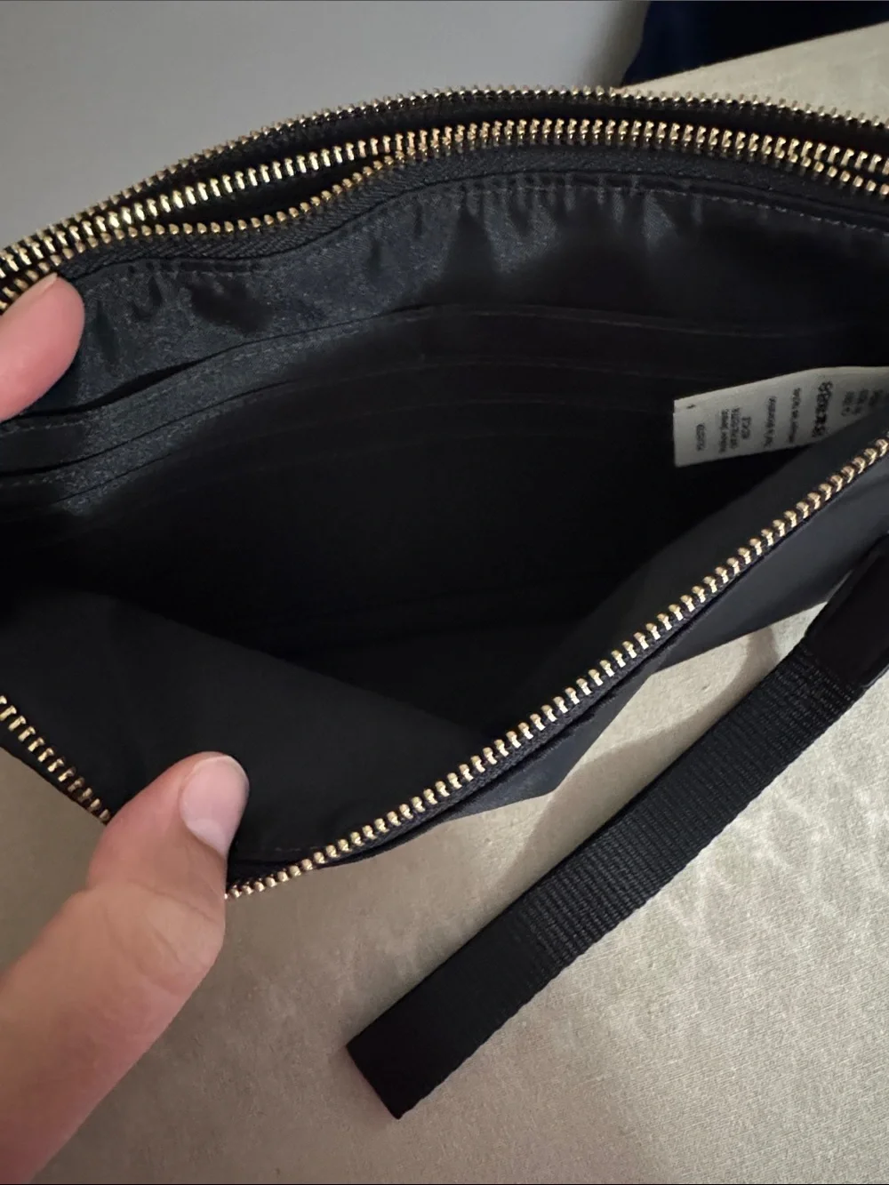 lululemon athletica Black Wristlet Clutch with Gold Accent